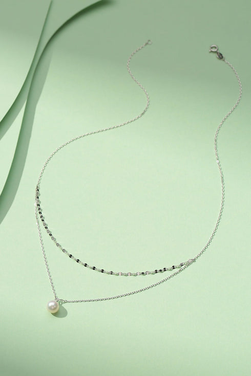 Double Layer Chain Pearl Pendant Necklace - House Of Pearls